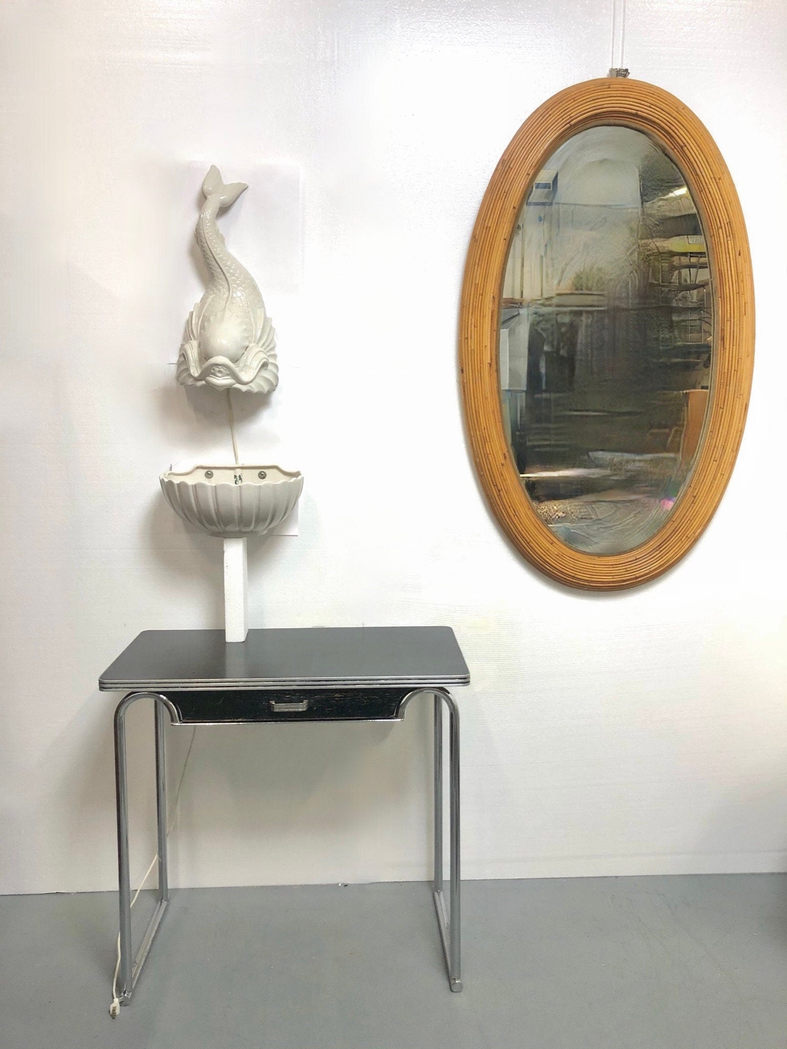 Porcelain Koi Wall Planter With Light Sconce by Charelton