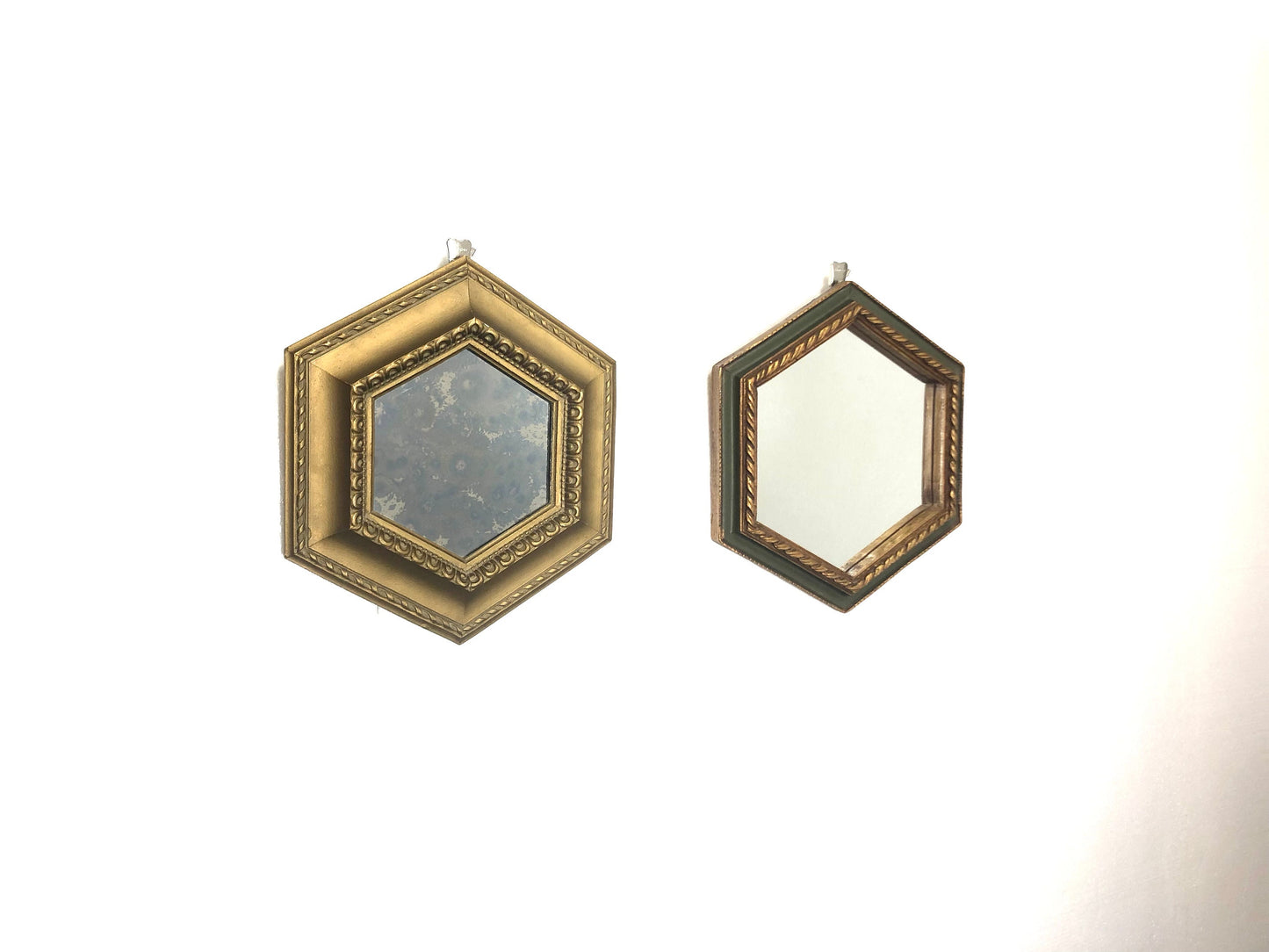 Small Gilt Hexagon Wall Mirror | Antiqued Glass