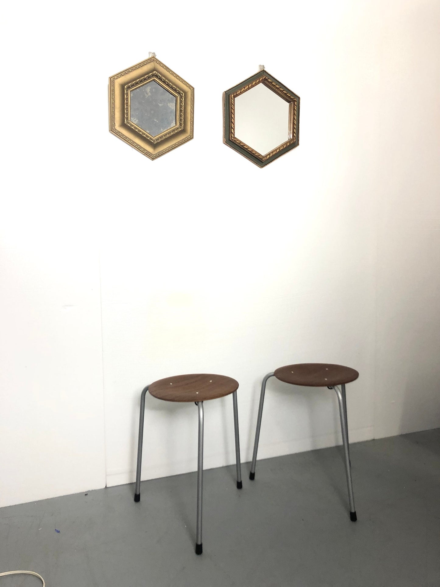 Small Gilt Hexagon Wall Mirror | Antiqued Glass