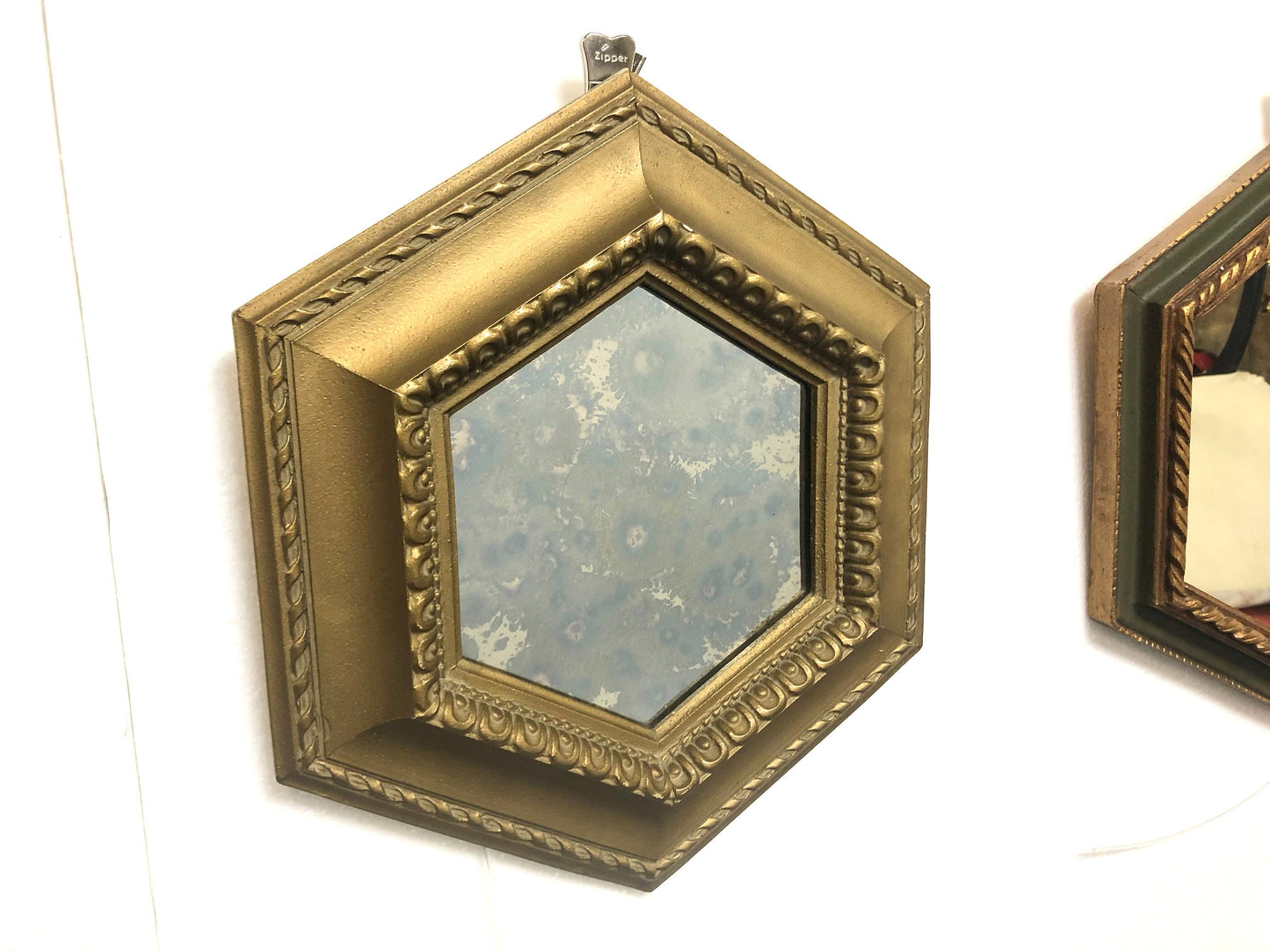 Small Gilt Hexagon Wall Mirror | Antiqued Glass