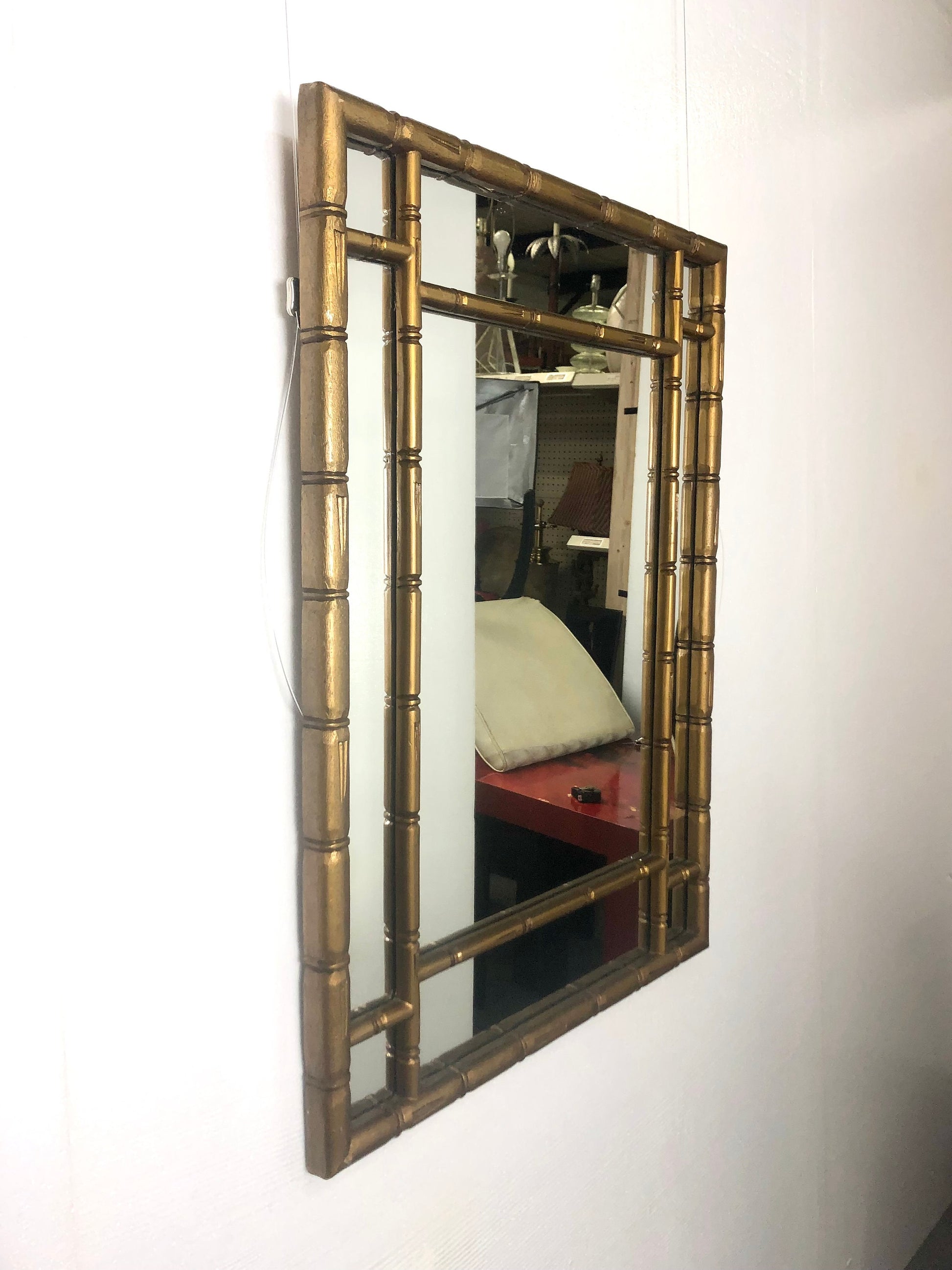 Gilt Wood Bamboo Wall Mirror