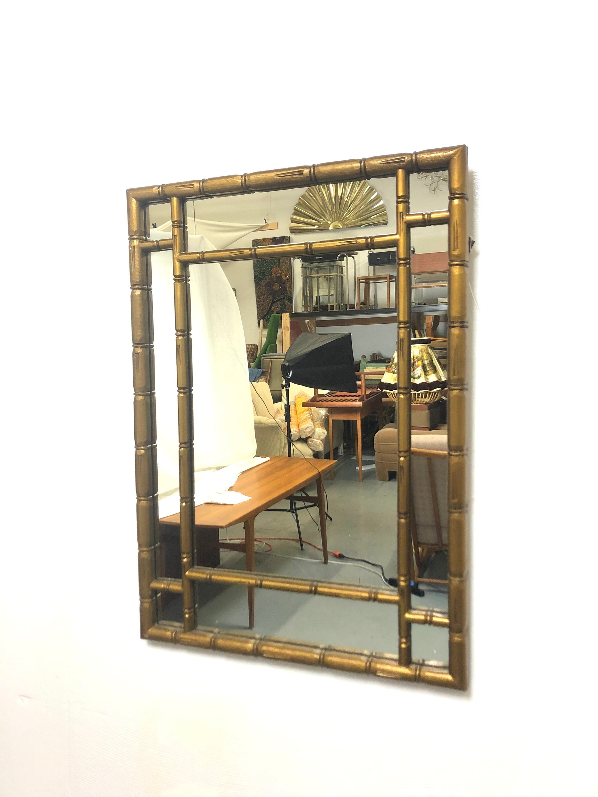 Gilt Wood Bamboo Wall Mirror