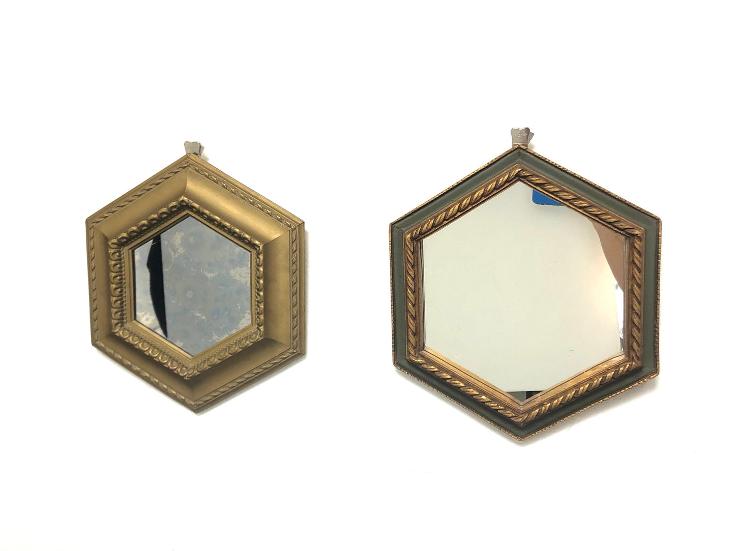 Small Gilt Hexagon Wall Mirror | Antiqued Glass