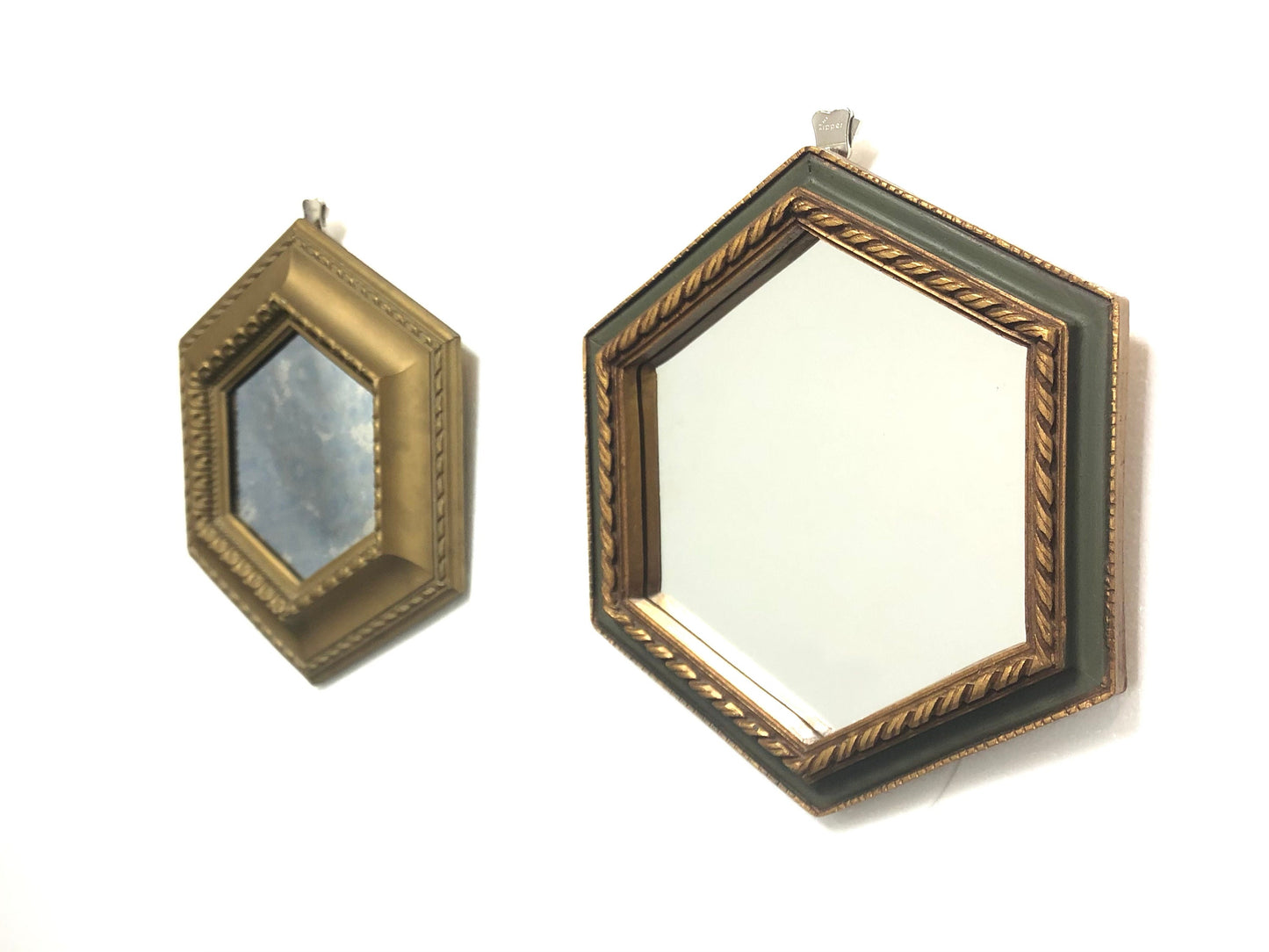 Small Gilt Hexagon Wall Mirror | Antiqued Glass