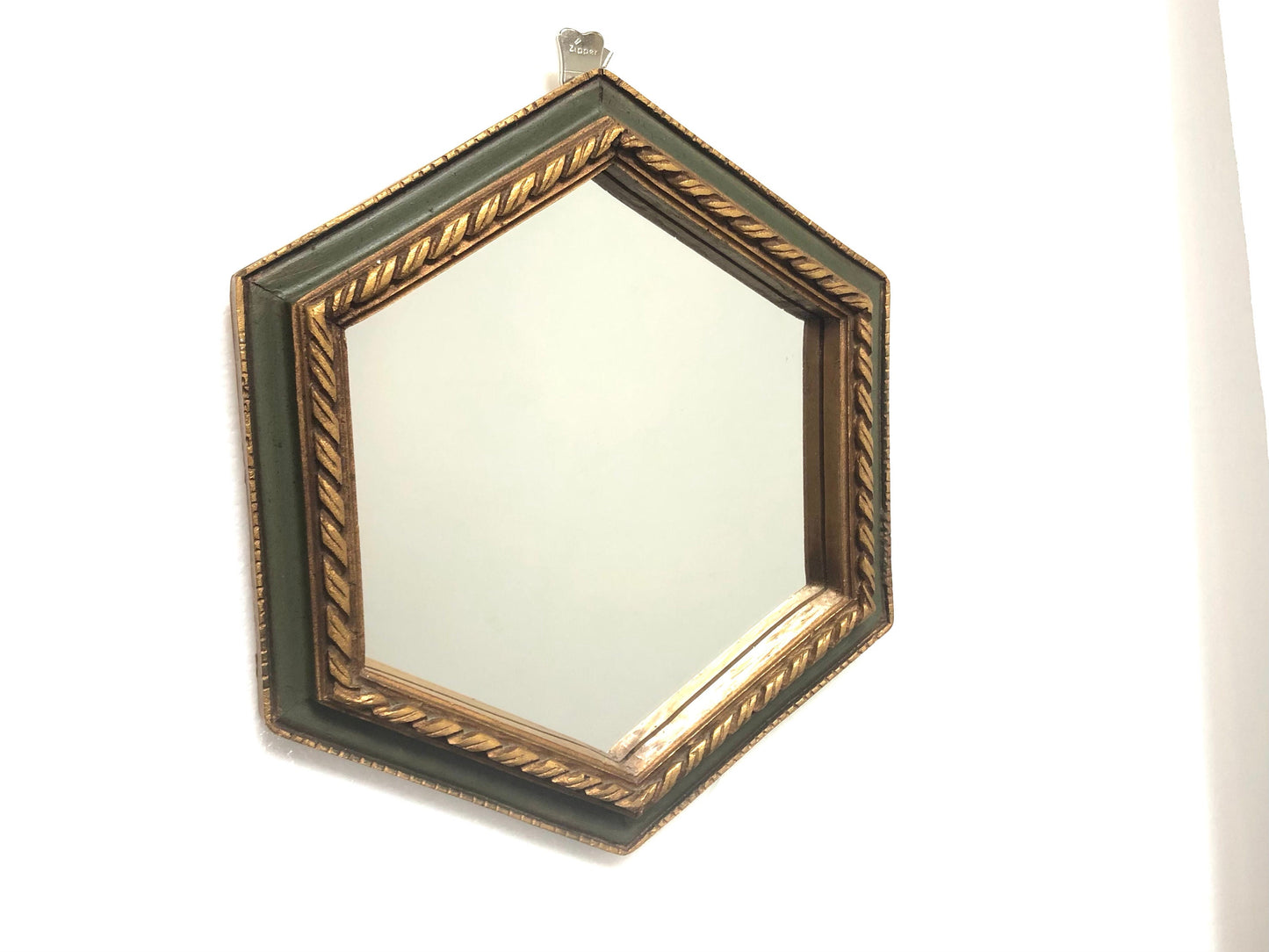 Small Gilt Hexagon Wall Mirror | Antiqued Glass