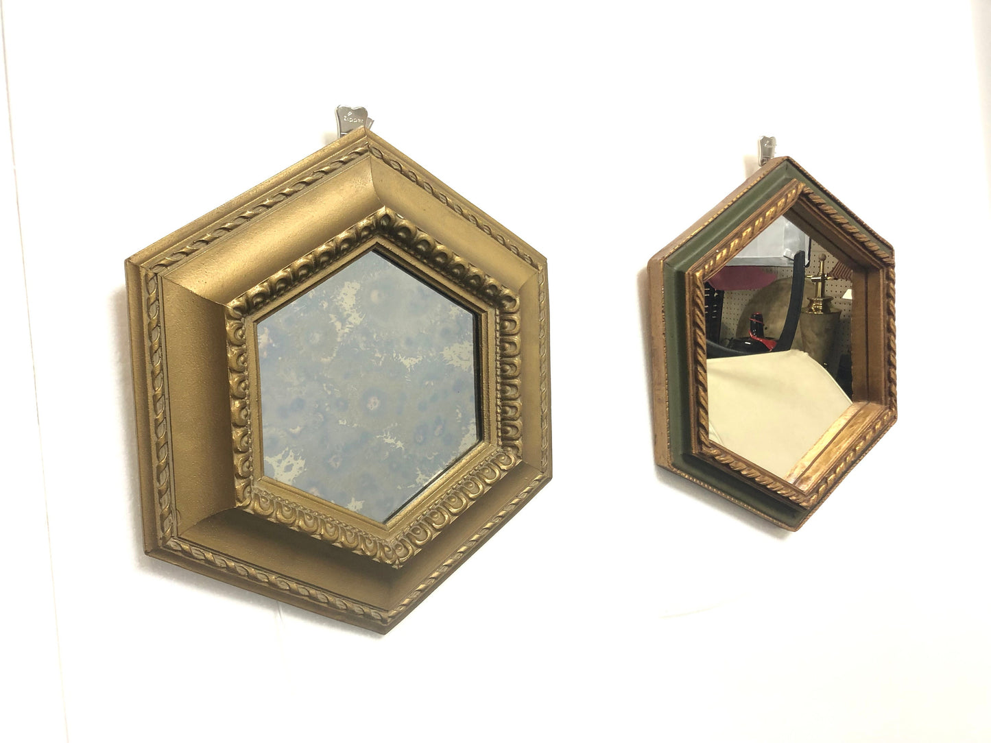 Small Gilt Hexagon Wall Mirror | Antiqued Glass