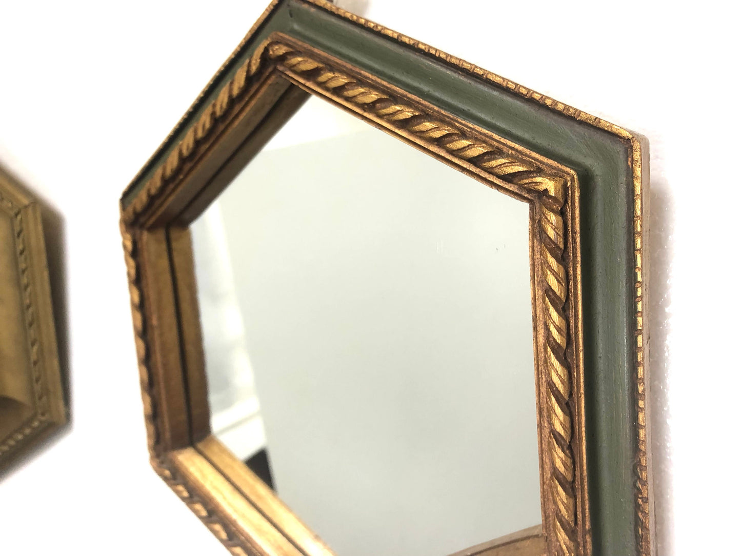 Small Gilt Hexagon Wall Mirror | Antiqued Glass