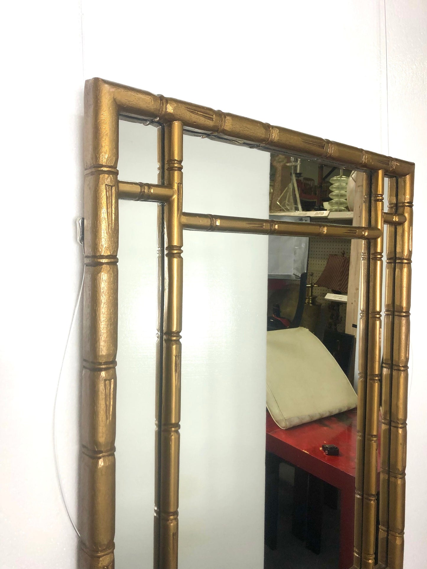 Gilt Wood Bamboo Wall Mirror