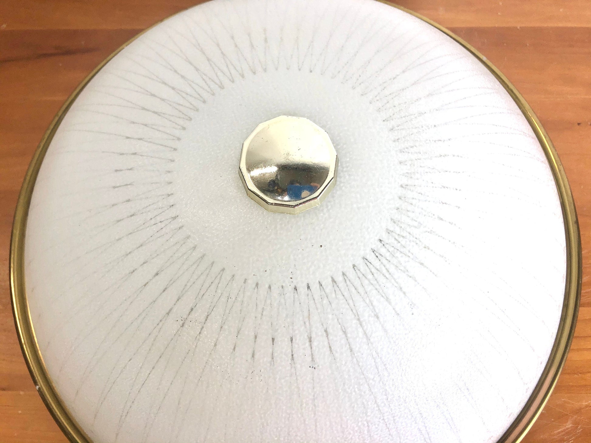 Large White Glass Sunburst Ceiling Fixture