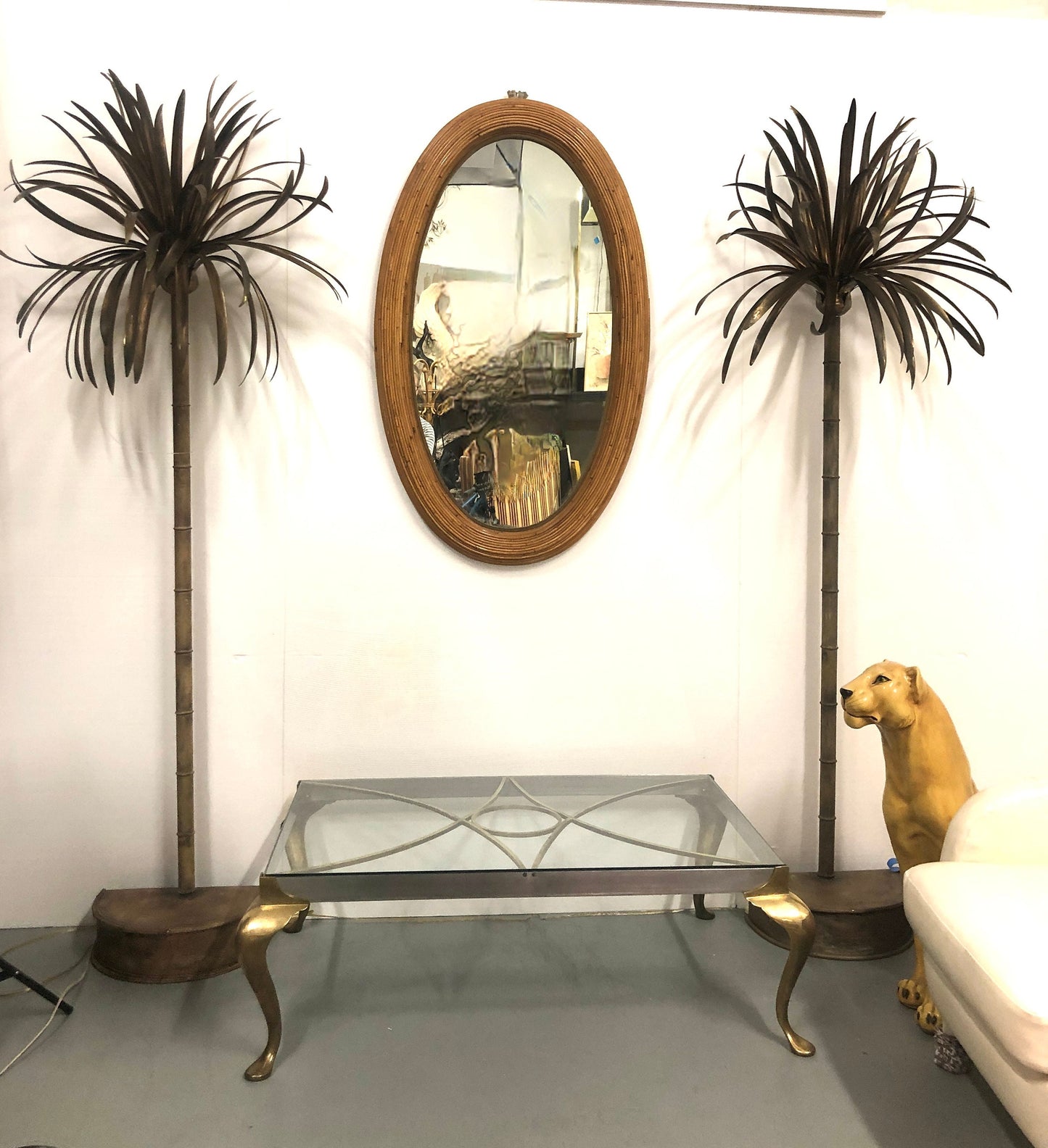 Regency Glass Top Coffee Table | Brass & Steel