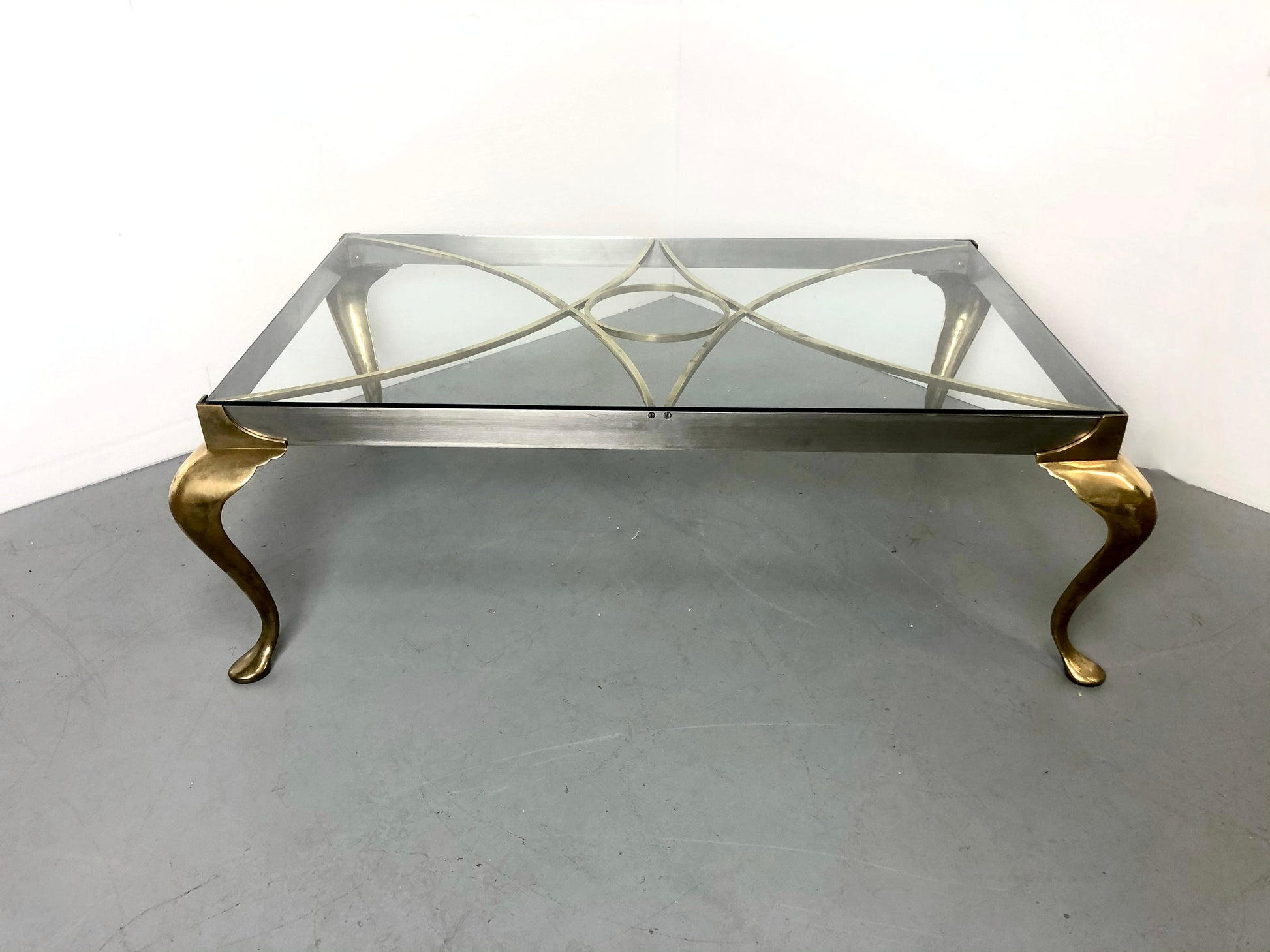 Regency Glass Top Coffee Table | Brass & Steel