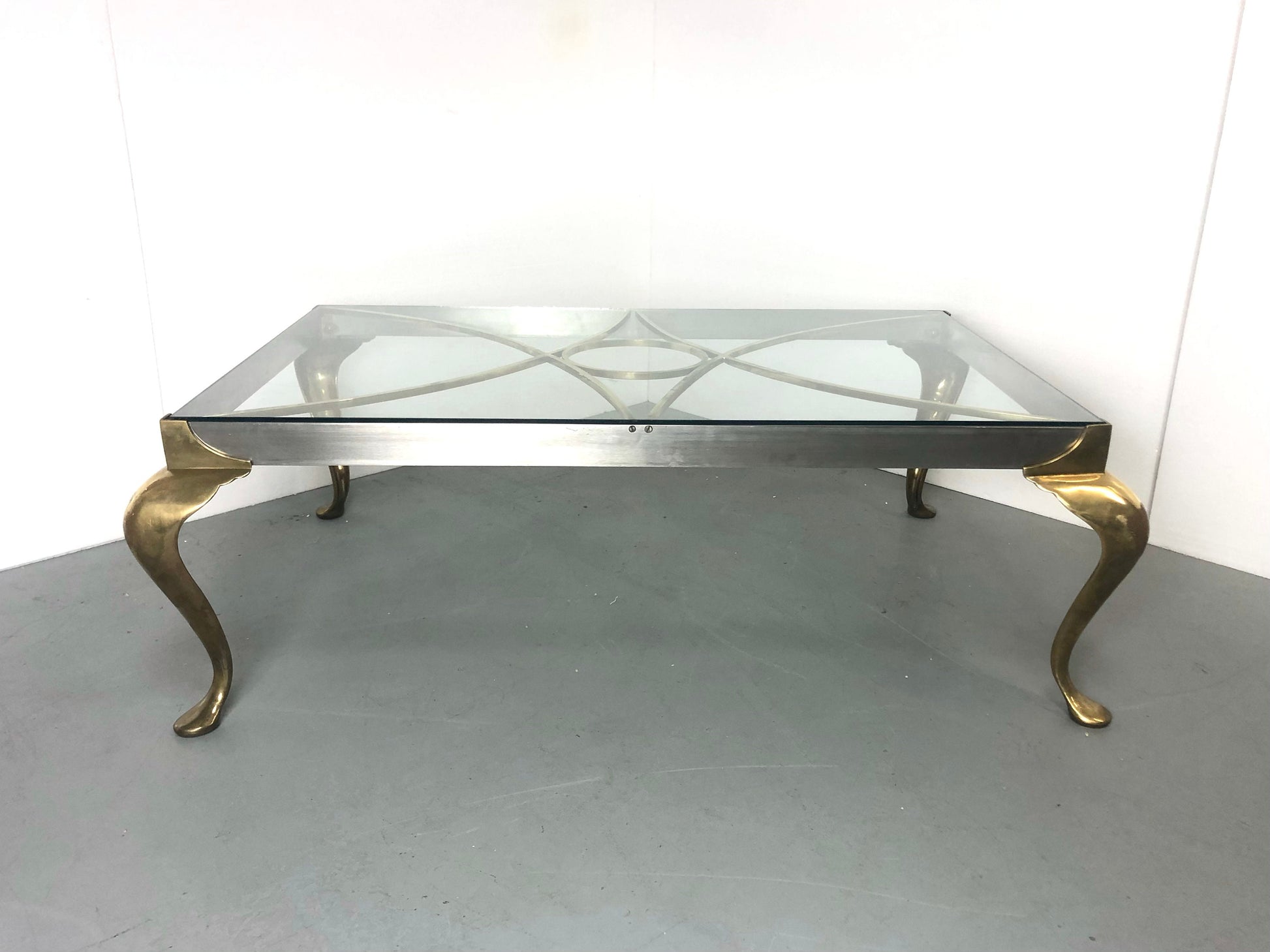 Regency Glass Top Coffee Table | Brass & Steel