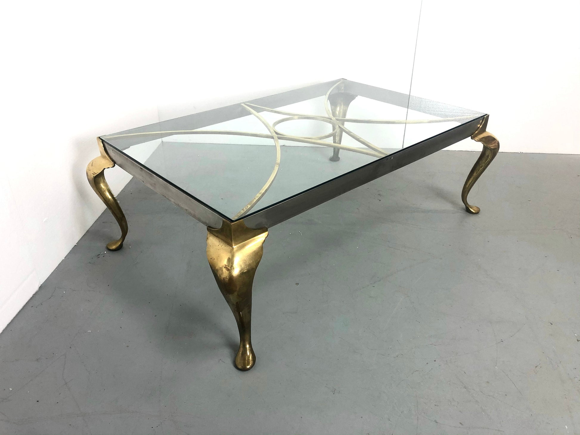 Regency Glass Top Coffee Table | Brass & Steel