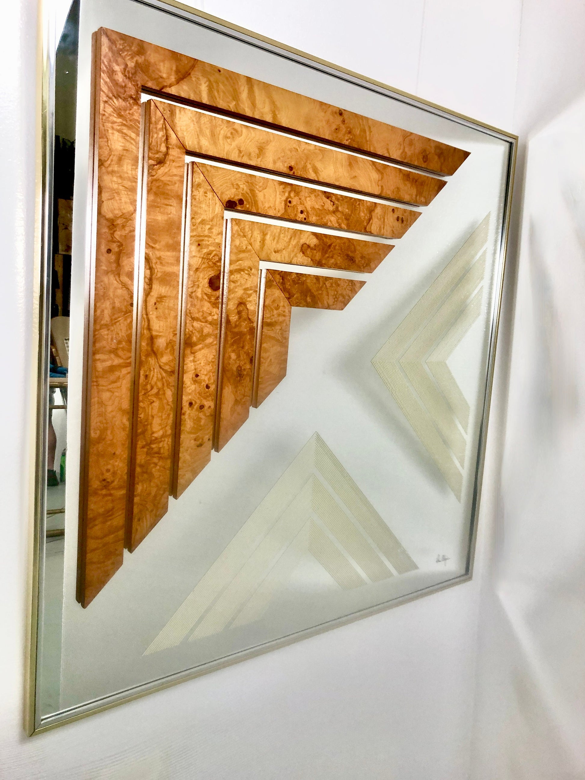 Greg Copeland Burlwood Graphic Op-Art Wall Mirror