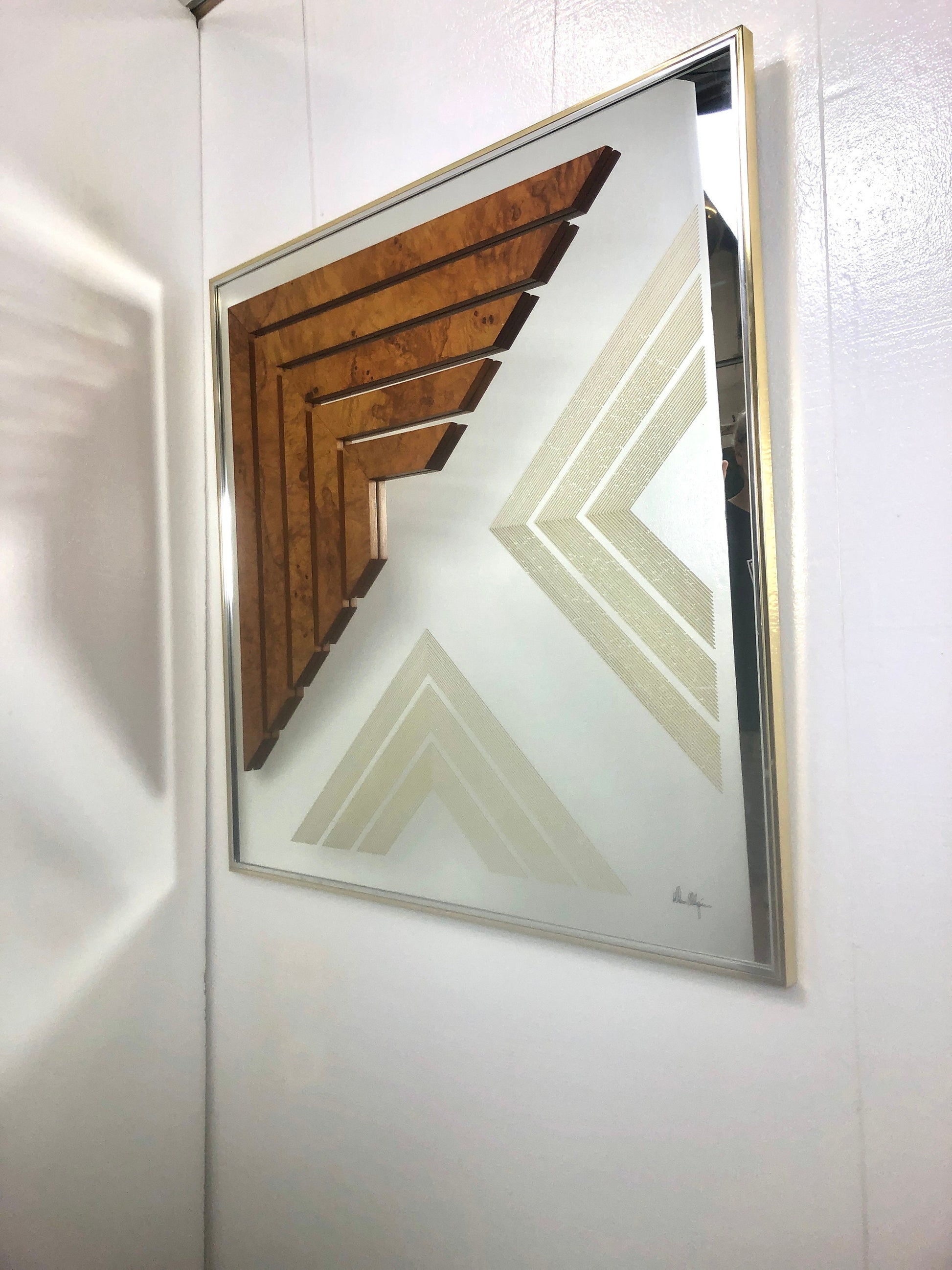 Greg Copeland Burlwood Graphic Op-Art Wall Mirror