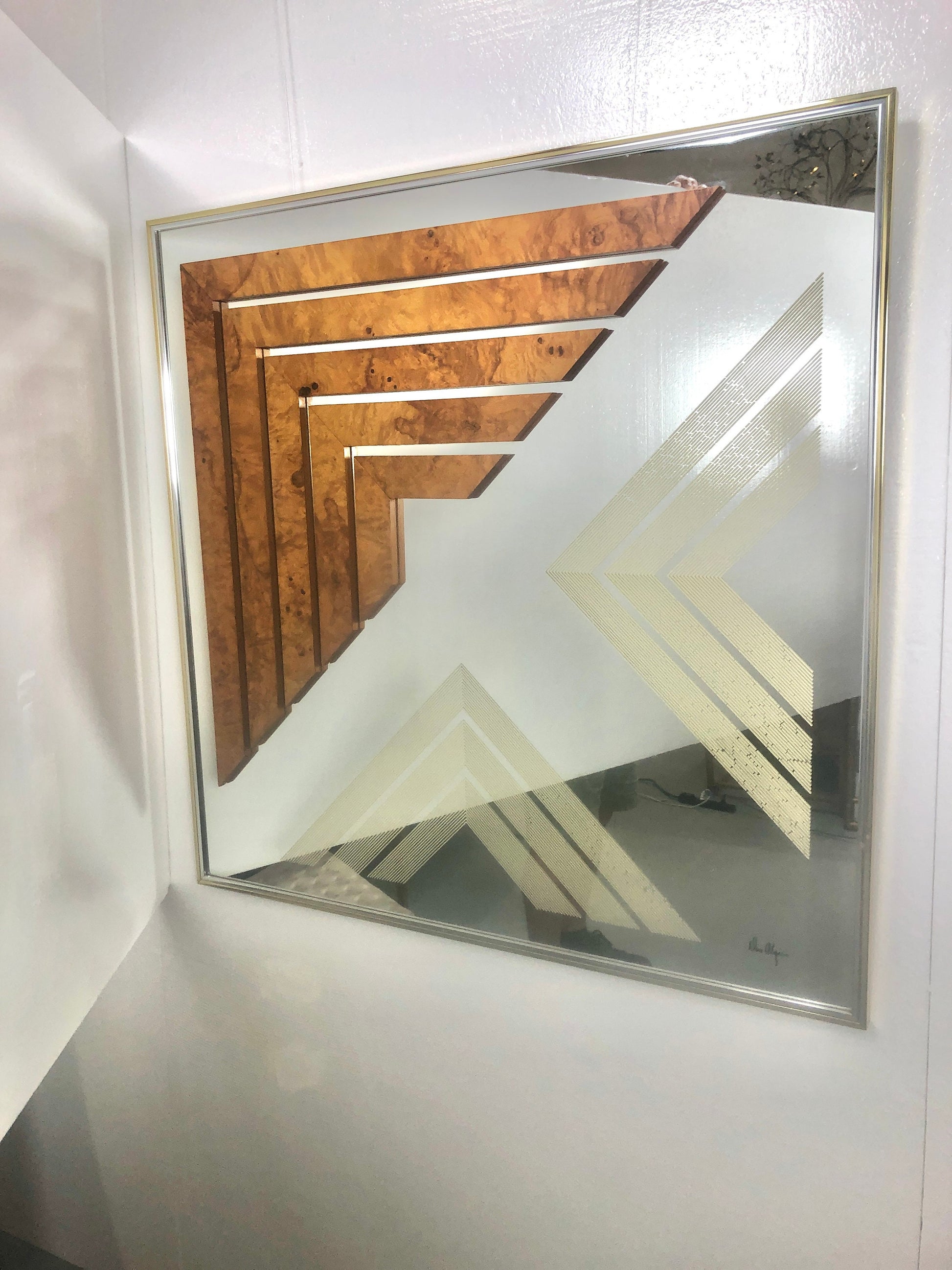 Greg Copeland Burlwood Graphic Op-Art Wall Mirror