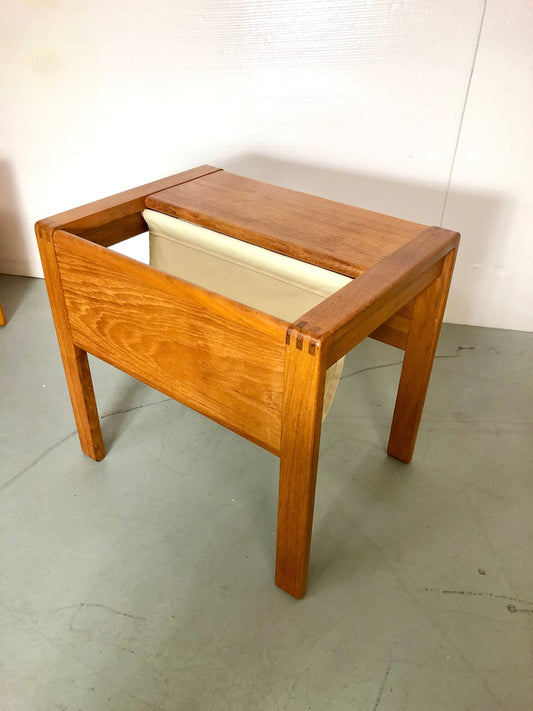 Scandinavian Style Teak and Canvas Magazine Rack Table