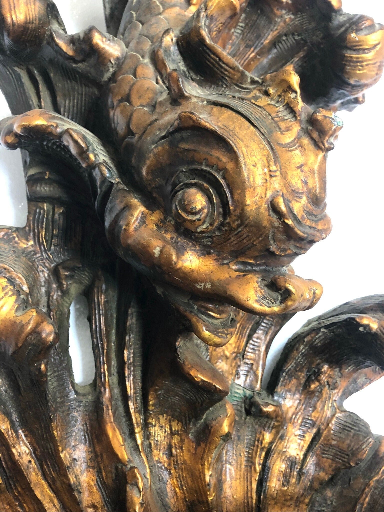 Large Vintage Koi Wall Planter
