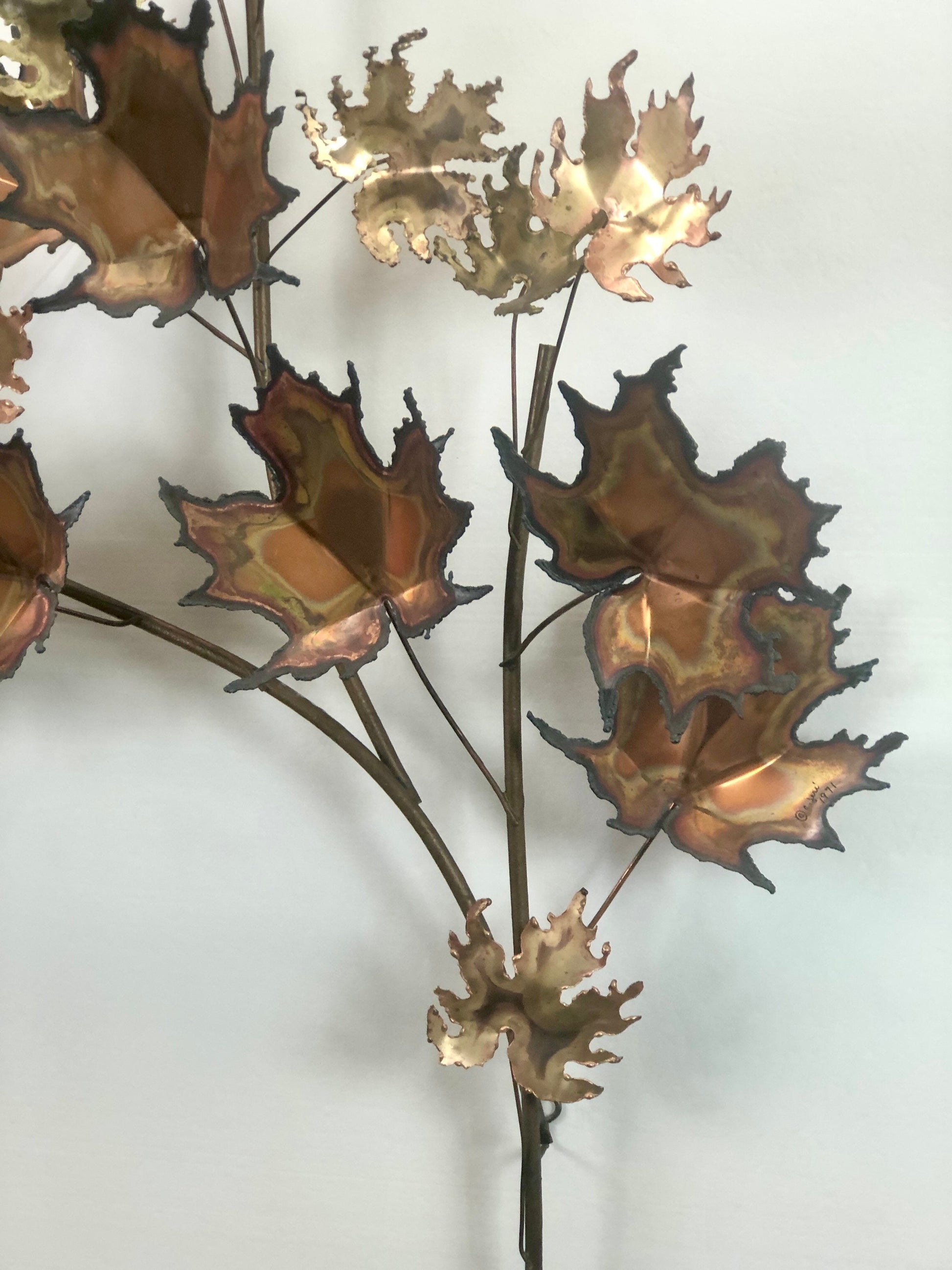 C Jere Large Maple Leaf Sculpture | Brass & Copper | 1971