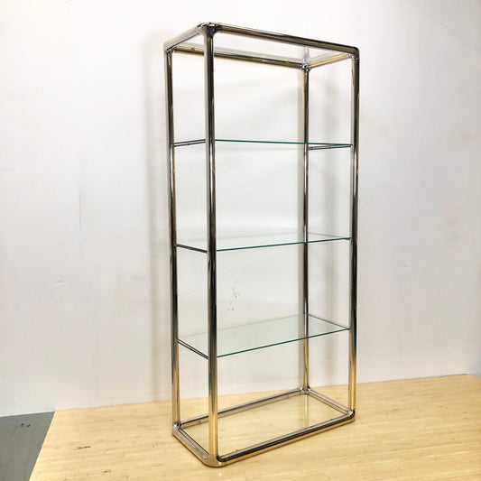 Brass Tubular Etageres Glass Shelf | Milo Baughman