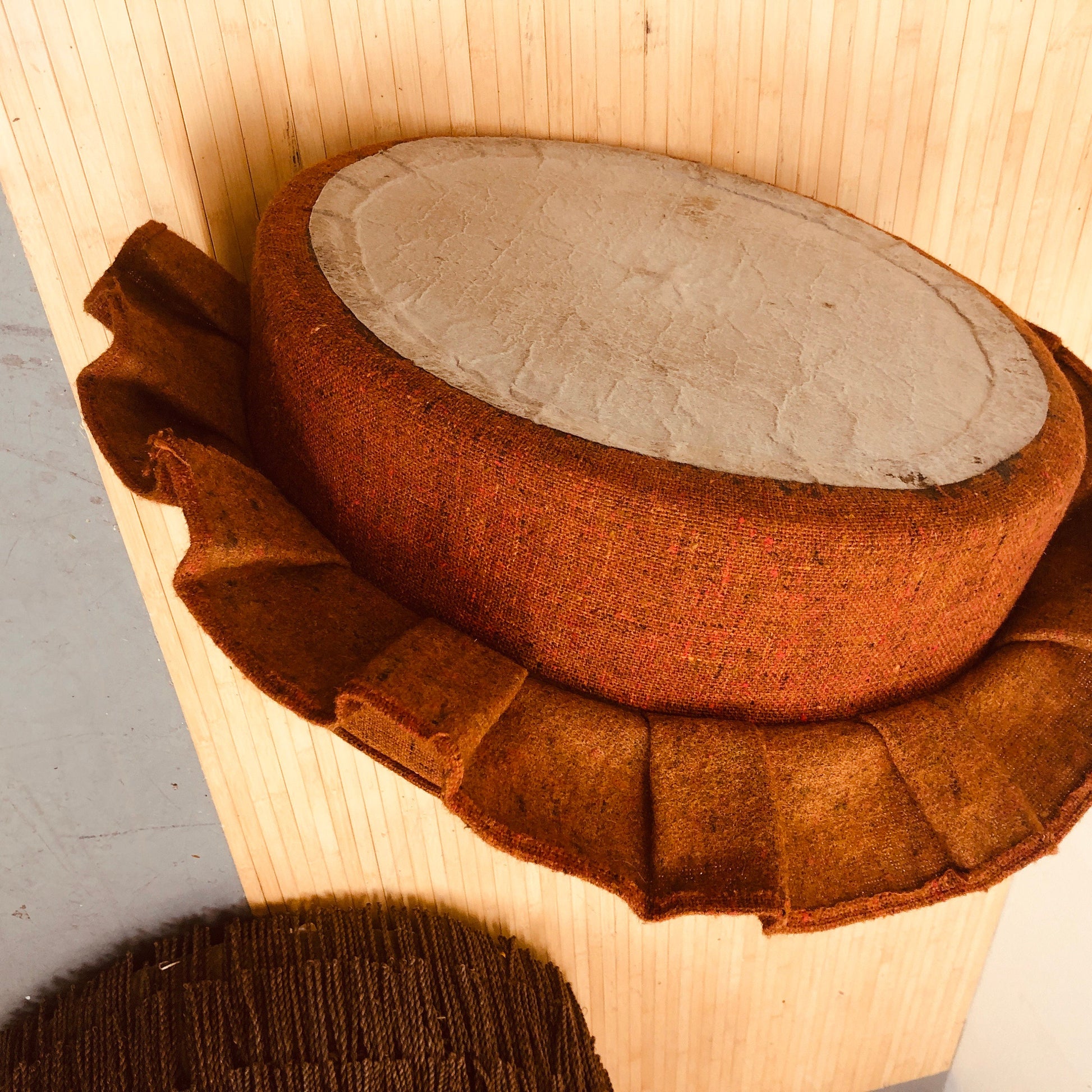 Round Vintage Orange Ottoman