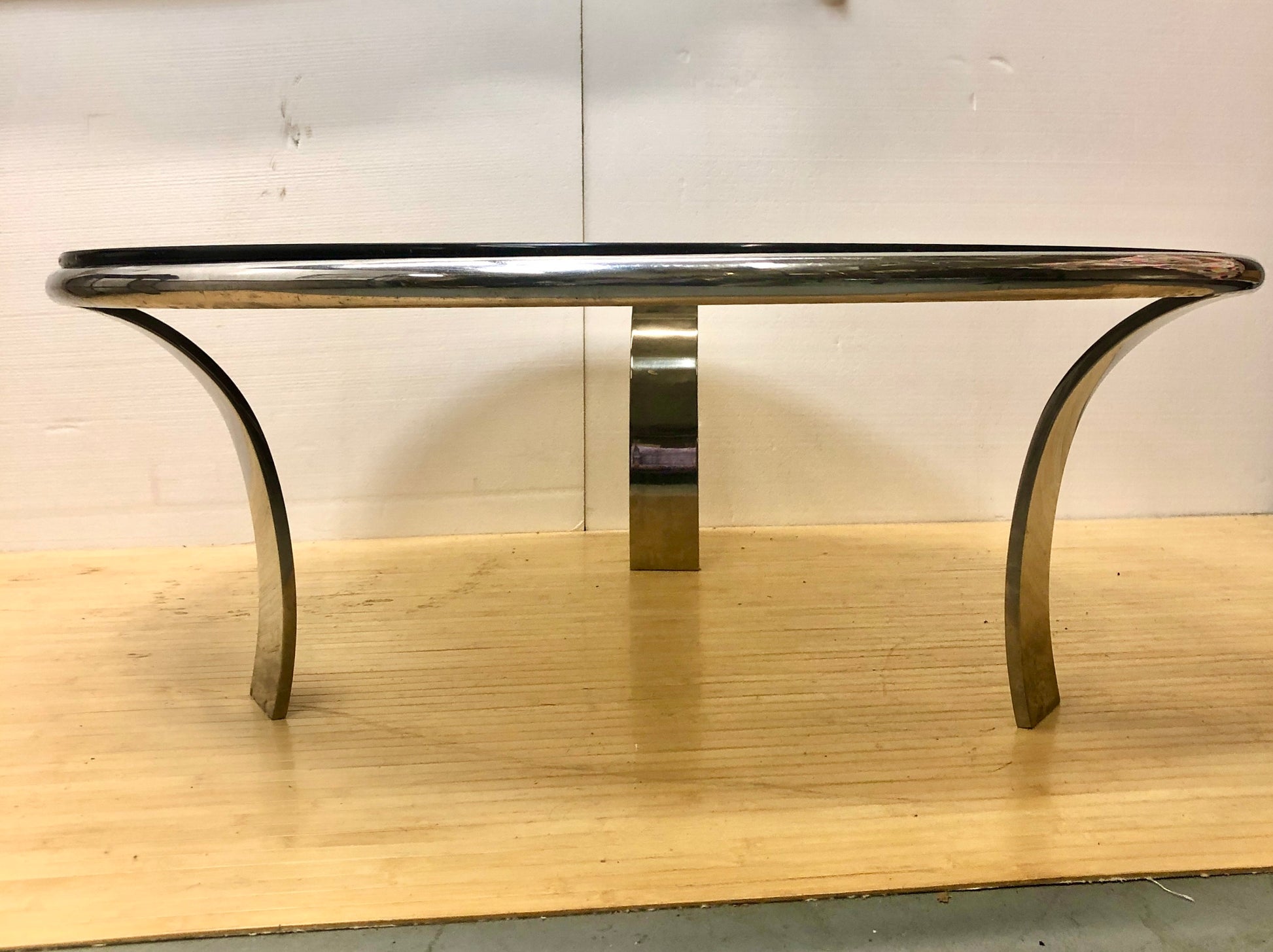 Steelcase Stainless Steel Round Coffee Table