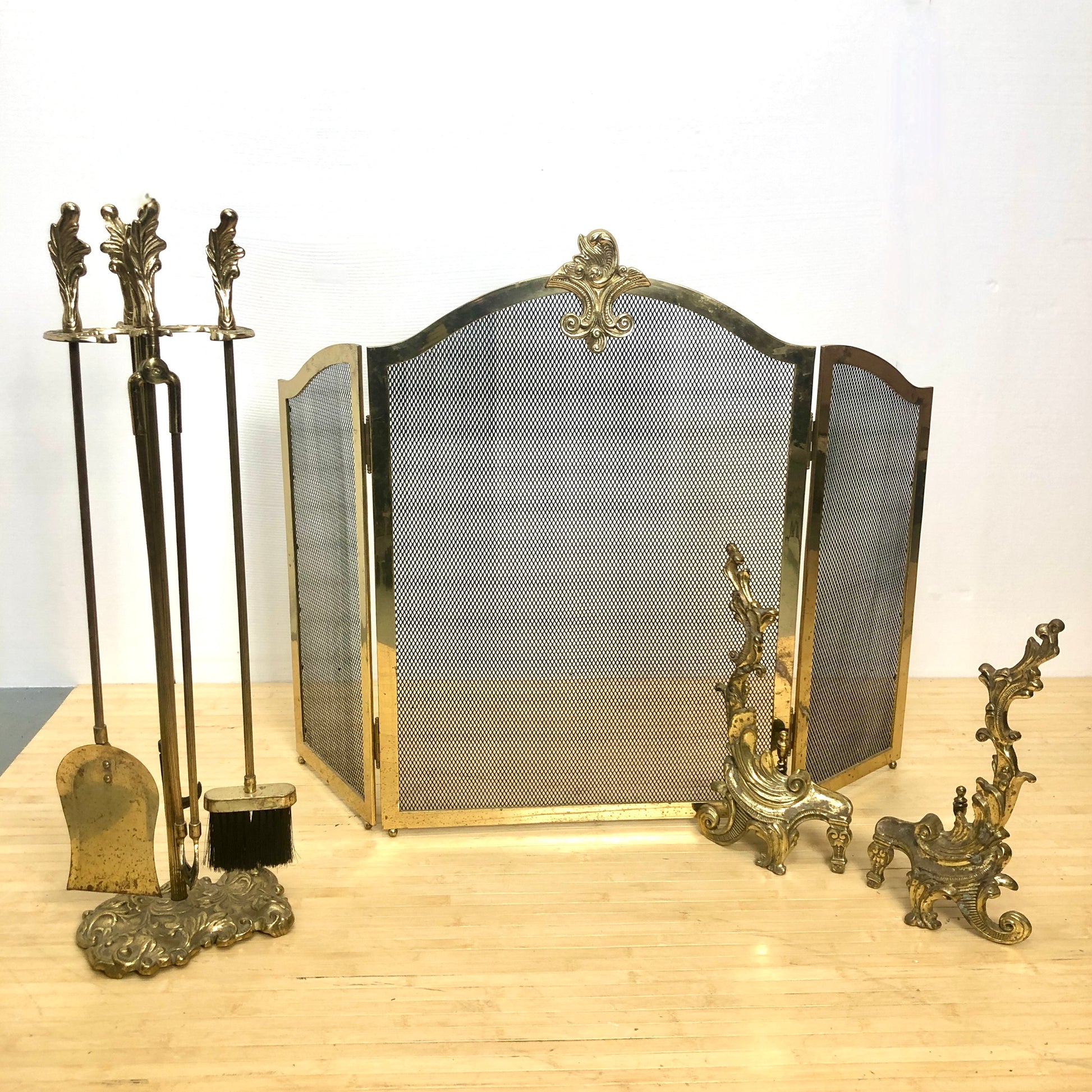 Superior Home Accessories Cool Rococo Fireplace Set | Screen, Andirons, Tools from SHOPNAME]
