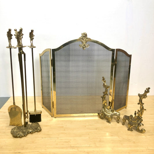 Superior Home Accessories Cool Rococo Fireplace Set | Screen, Andirons, Tools from SHOPNAME]