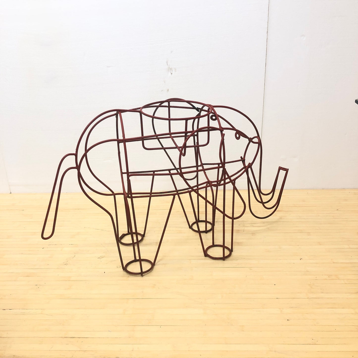 Red Wrought Iron Elephant Plant Stand