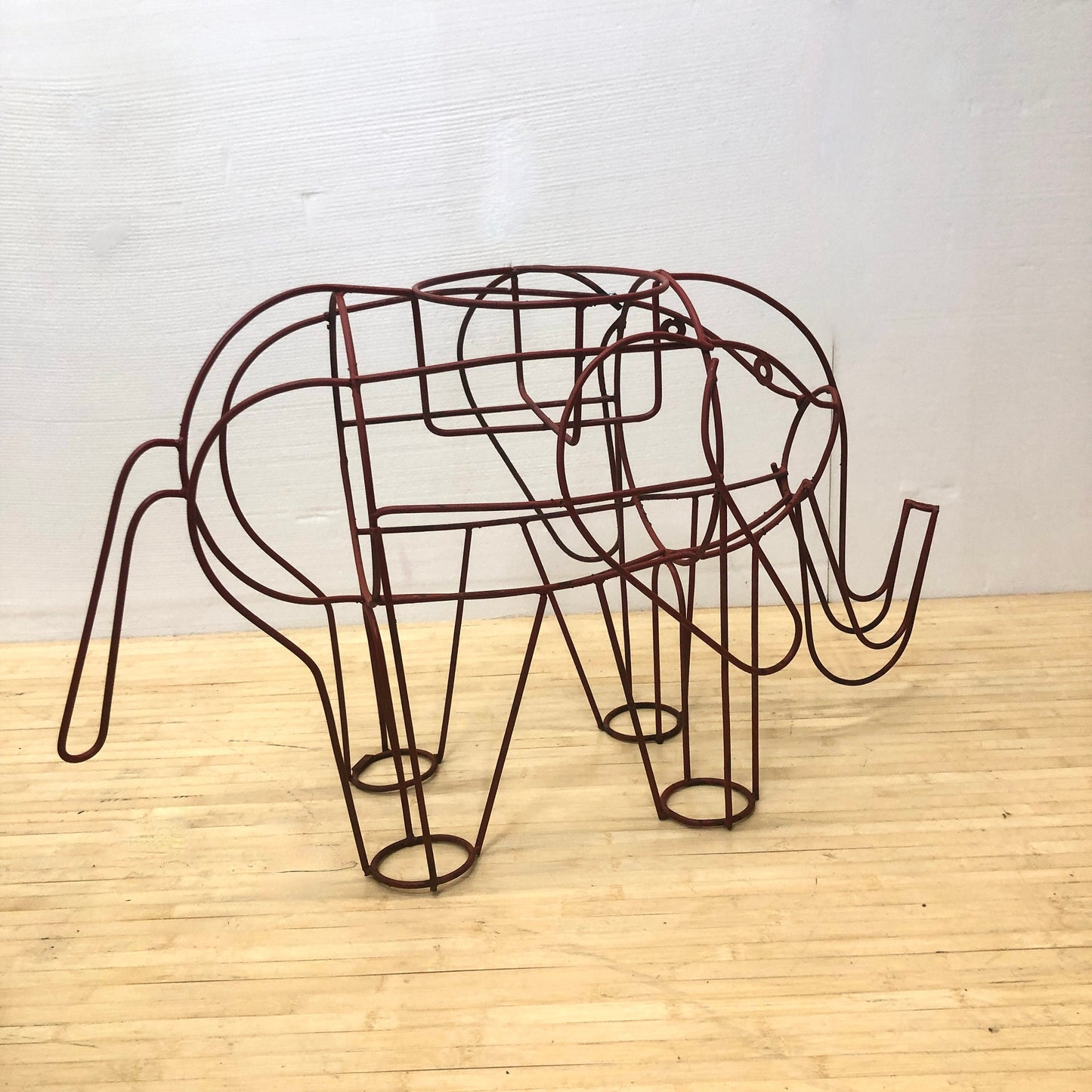 Red Wrought Iron Elephant Plant Stand