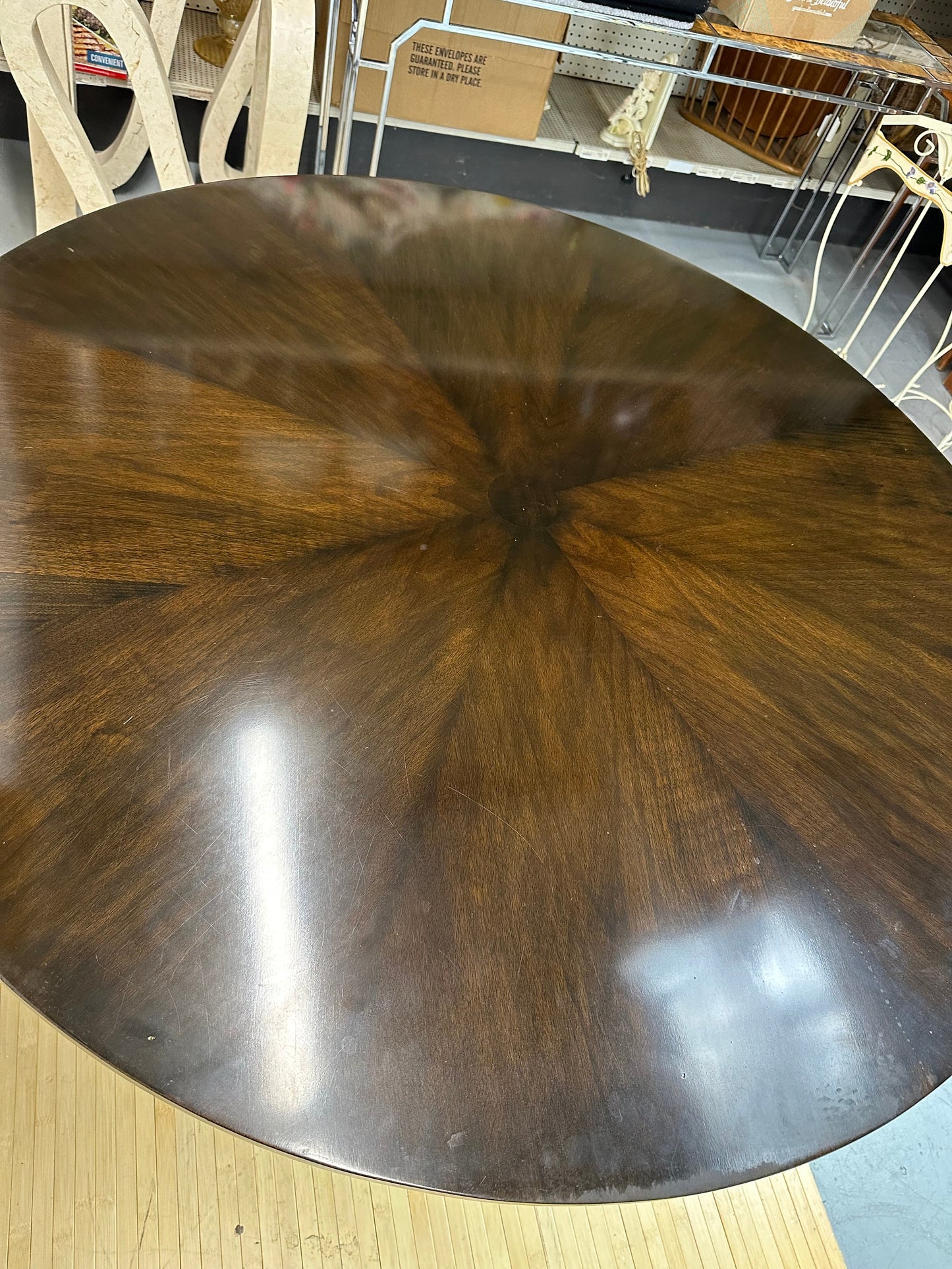 Widdicomb Walnut and Copper Pedestal Table