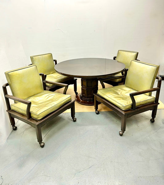 Superior Seating Cool Widdicomb Game Table with 4 Leather Club Chairs from SHOPNAME]