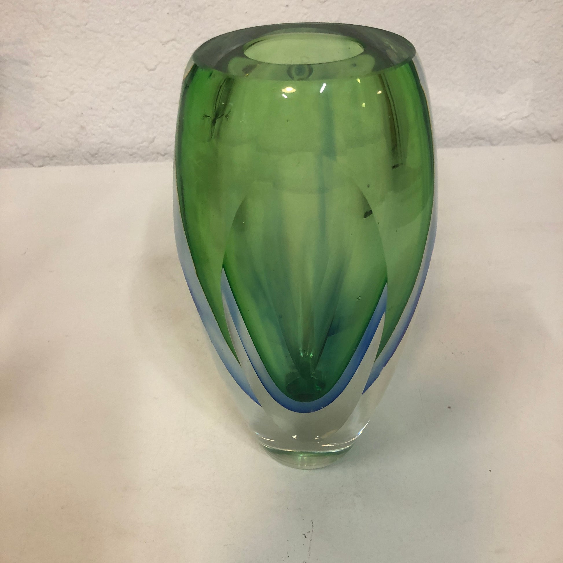 Superior Home Accessories Cool Murano Green Blue Glass Prism Vase from SHOPNAME]