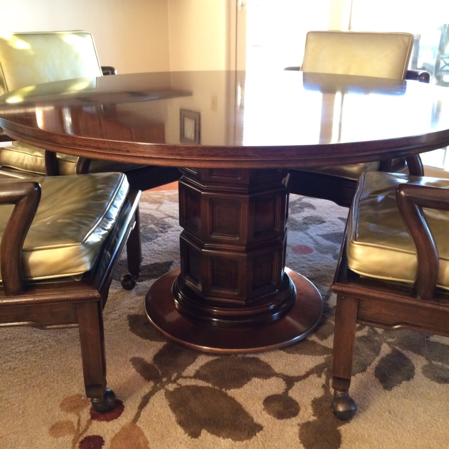 Widdicomb Walnut and Copper Pedestal Table