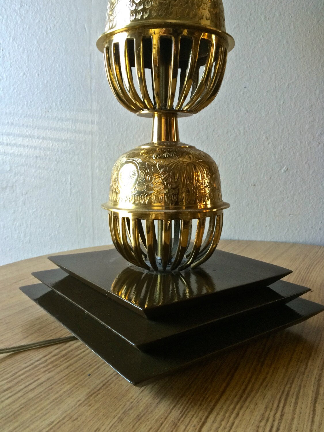 Large Table Lamp | Asian Decor | Brass Incense Balls